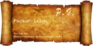 Pecker Ixion névjegykártya
